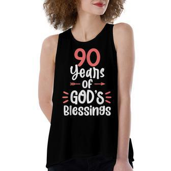 90 Years Of Gods Blessings 90 Year Old Happy 90Th Birthday Women's Loose Fit Open Back Split Tank Top - Seseable
