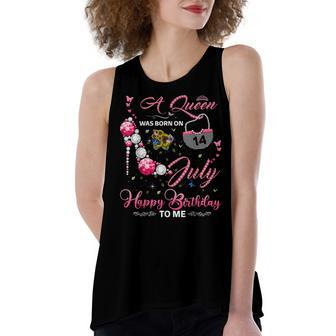 A Queen Was Born On 14Th July Birthday For Queens Girls Women's Loose Fit Open Back Split Tank Top - Seseable
