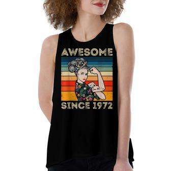 Awesome Since 1972 40Th Birthday Gifts 50 Years Old Vintage Women's Loose Fit Open Back Split Tank Top - Seseable