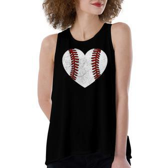 Baseball Heart Fun Mom Dad Softball Wife Women's Loose Tank Top | Mazezy