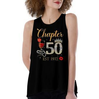 Chapter 50 Years Est 1972 50Th Birthday Red Rose Wine Crown Women's Loose Tank Top | Mazezy