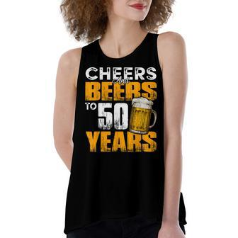 Cheers And Beers To 50 Years Old Birthday Funny Drinking Women's Loose Fit Open Back Split Tank Top - Seseable