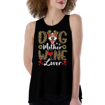 Dog Mother Wine Lover Shirt Dog Mom Wine Women's Loose Tank Top | Mazezy