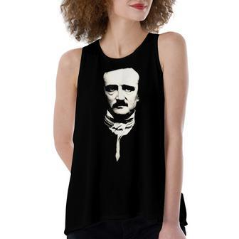 Edgar Allan Poe | Writer | Face Portrait | Women's Loose Fit Open Back Split Tank Top - Seseable