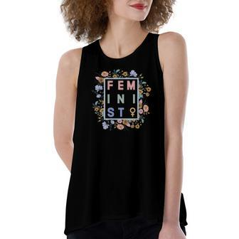 Feminist Pro Choice Womens Rights Floral Gift Women's Loose Fit Open Back Split Tank Top - Seseable
