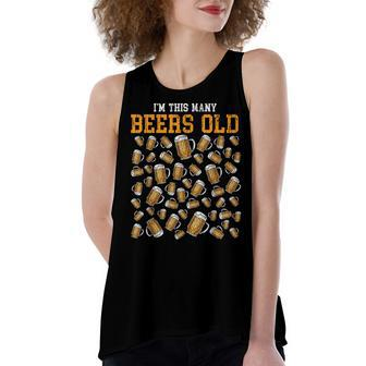 Funny 50 Years Old Birthday Im This Many Beers Old Drinking Women's Loose Fit Open Back Split Tank Top - Seseable