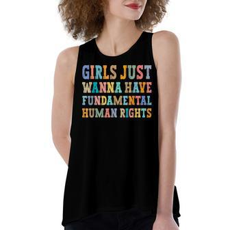Girls Just Wanna Have Fundamental Rights Pro Choice WOmen Women's Loose Fit Open Back Split Tank Top - Seseable