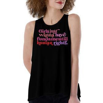 Girls Just Want To Have Fundamental Rights Funny V3 Women's Loose Fit Open Back Split Tank Top - Seseable