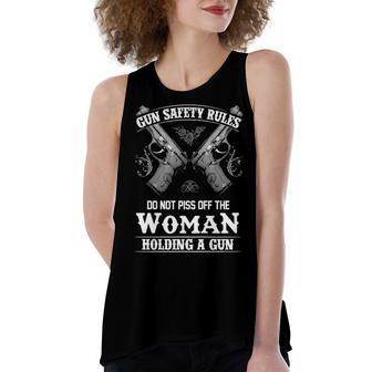 Gun Safety Rules Women's Loose Fit Open Back Split Tank Top - Seseable
