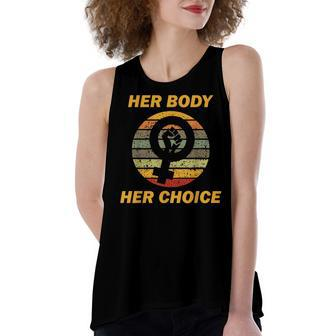 Her Body Her Choice Pro Choice 1973 Womens Rights Women's Loose Fit Open Back Split Tank Top - Seseable