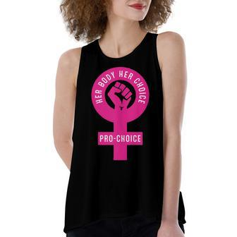 Her Body Her Choice Pro Choice Reproductive Rights Feminist Women's Loose Fit Open Back Split Tank Top - Seseable