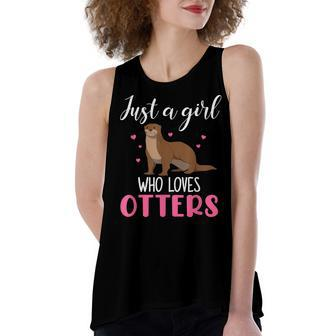 Just A Girl Who Loves Otters Otter  Women's Loose Fit Open Back Split Tank Top