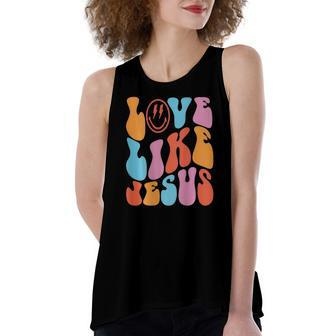 Love Like Jesus Smiley Face Aesthetic Trendy Clothing Women's Loose Tank Top | Mazezy