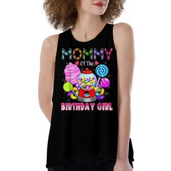 Mommy Of The Birthday Girl Candyland Candy Birthday Party Women's Loose Fit Open Back Split Tank Top - Seseable
