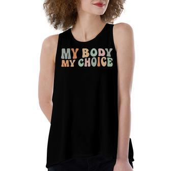 My Body My Choice Feminist Feminism Retro Pro Choice Women's Loose Fit Open Back Split Tank Top - Seseable