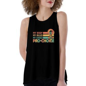 My Body My Rules My Choice Pro Choice Vintage Women's Loose Fit Open Back Split Tank Top - Seseable