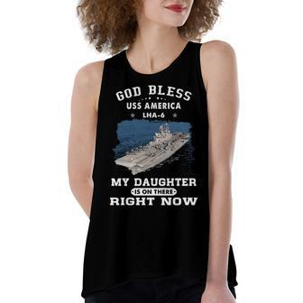 My Daughter Is On Uss America Lha Women's Loose Fit Open Back Split Tank Top - Monsterry
