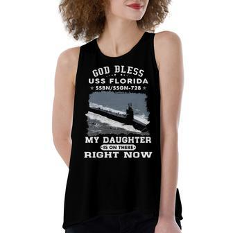 My Daughter Is On Uss Florida Ssgn Women's Loose Fit Open Back Split Tank Top - Monsterry