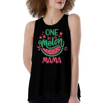 One In A Melon Mama Summer Fruit Watermelon Theme Kids Party Women's Loose Fit Open Back Split Tank Top - Seseable