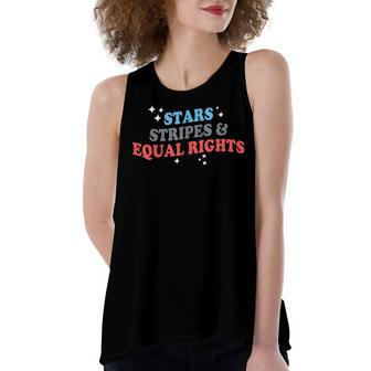 Patriotic Stars Stripes And Equal Rights 4Th Of July Women's Loose Fit Open Back Split Tank Top - Seseable