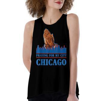 Pray For Chicago Chicago Shooting Support Chicago Women's Loose Fit Open Back Split Tank Top - Seseable
