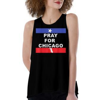 Pray For Chicago Encouragement Distressed Women's Loose Fit Open Back Split Tank Top - Seseable