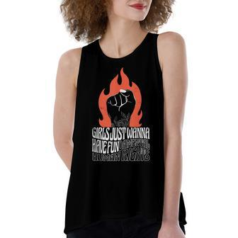 Pro Choice Feminist Girls Just Wanna Have Fundamental Rights Women's Loose Fit Open Back Split Tank Top - Seseable