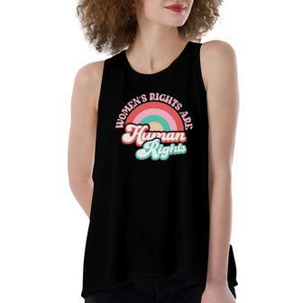 Pro Choice Womens Rights Are Human Rights Rainbow Women's Loose Fit Open Back Split Tank Top - Seseable