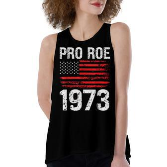 Pro Roe 1973 Reproductive Rights America Usa Flag Distressed Women's Loose Fit Open Back Split Tank Top - Seseable