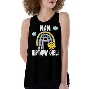 Rainbows & Sunshine Party Mom Of The Birthday Girl Women's Loose Fit Open Back Split Tank Top - Seseable
