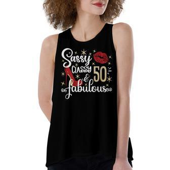 Sassy Classy And Fabulous Since 1972 50 Years Old Birthday Women's Loose Fit Open Back Split Tank Top - Seseable