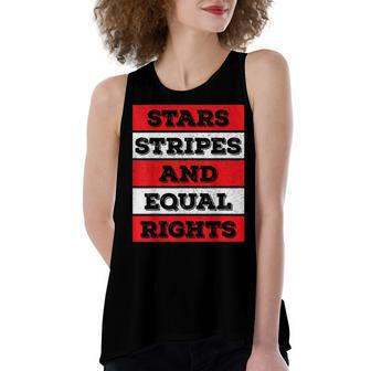 Stars Stripes Equal Rights Bold 4Th Of July Womens Rights Women's Loose Fit Open Back Split Tank Top - Seseable