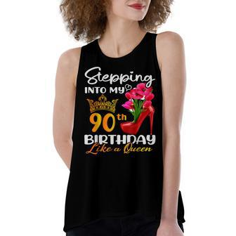Stepping Into My 90Th Birthday Like A Queen For 90 Years Old Women's Loose Fit Open Back Split Tank Top - Seseable