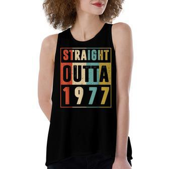 Straight Outta 1977 Vintage Graphic 45 Yrs Old 45Th Birthday Women's Loose Fit Open Back Split Tank Top - Seseable