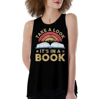Take A Look Its In A Book Reading Vintage Retro Rainbow Women's Loose Fit Open Back Split Tank Top - Seseable