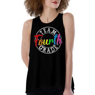 Team 4Th Grade Welcome Back To School Fourth Grade Women's Loose Fit Open Back Split Tank Top - Seseable