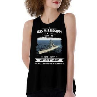 Uss Mississippi Cgn Women's Loose Fit Open Back Split Tank Top - Monsterry