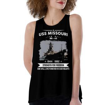 Uss Missouri Bb Women's Loose Fit Open Back Split Tank Top - Monsterry