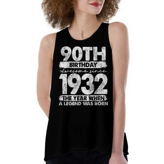 Vintage 1932 Limited Edition 1932 90 Years Old 90Th Birthday Women's Loose Fit Open Back Split Tank Top - Seseable