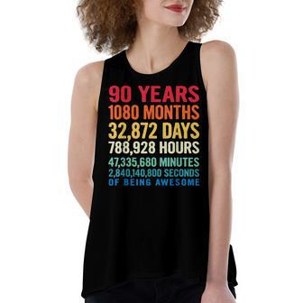 Vintage 90 Years Of Being Awesome Unique 90Th Birthday Gifts Women's Loose Fit Open Back Split Tank Top - Seseable