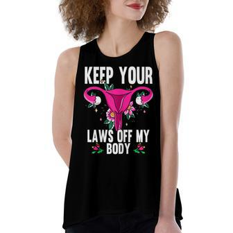 Womens Keep Your Laws Off My Body Feminism Pro Choice Women's Loose Fit Open Back Split Tank Top - Seseable