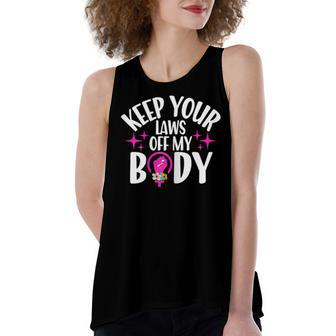 Womens Keep Your Laws Off My Body Pro Choice Feminism Women's Loose Fit Open Back Split Tank Top - Seseable