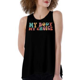 Womens My Body My Choice Pro Choice Reproductive Rights Women's Loose Fit Open Back Split Tank Top - Seseable
