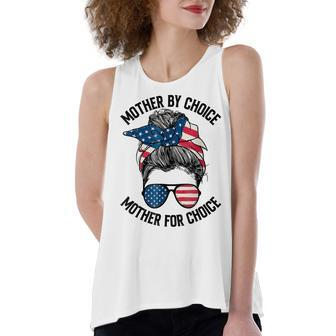 Mother Bychoice Prochoice Messy Bun Us Flag 4Th Of July Women's Loose Fit Open Back Split Tank Top - Seseable