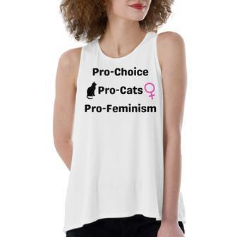 Pro Choice Feminism And Cats Cute Roe V Wade 1973 Women's Loose Fit Open Back Split Tank Top - Seseable
