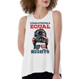Stars Stripes And Equal Rights 4Th Of July Womens Rights V2 Women's Loose Fit Open Back Split Tank Top - Seseable