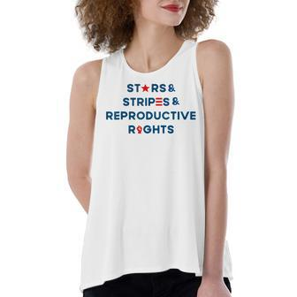 Stars Stripes Reproductive Rights 4Th Of July American Flag V3 Women's Loose Fit Open Back Split Tank Top - Seseable