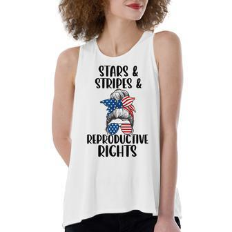 Stars Stripes Reproductive Rights 4Th Of July Messy Bun Women's Loose Fit Open Back Split Tank Top - Seseable