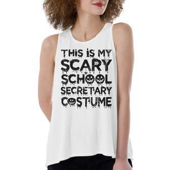 This Is My Scary School Secretary Costume Funny Halloween Women's Loose Fit Open Back Split Tank Top - Seseable