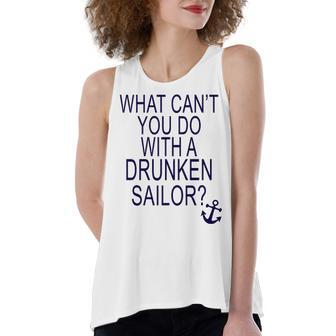 What Cant You Do With A Drunken Sailor Women's Loose Fit Open Back Split Tank Top - Monsterry